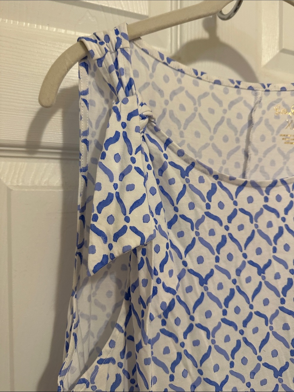 Lilly Pulitzer vacation dress with Blue, Aqua & Pink Border white background - Picture 2 of 6